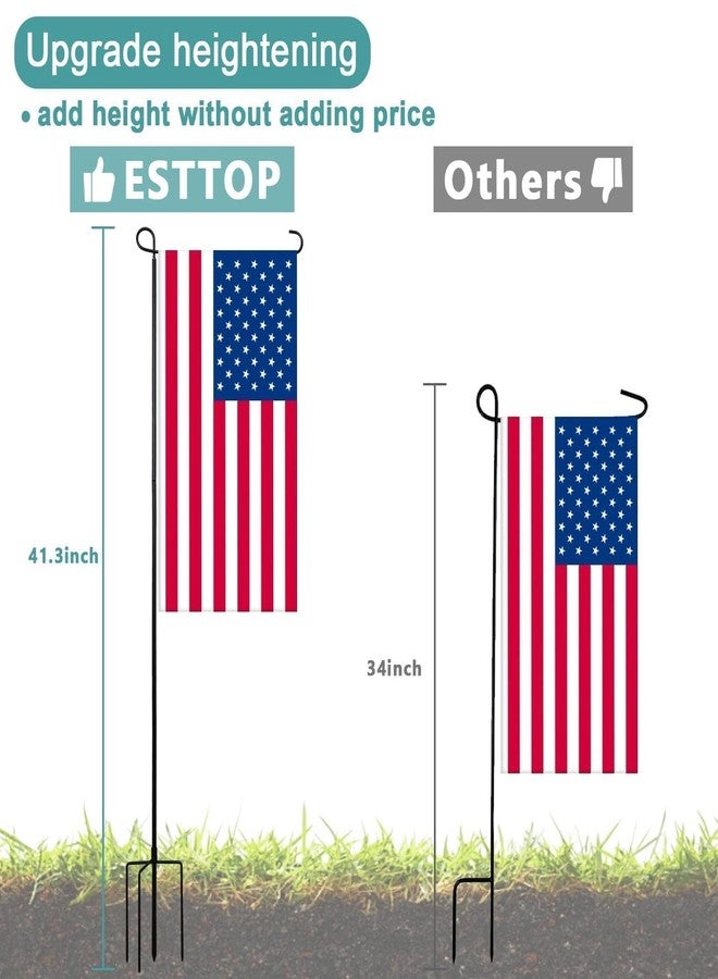 حامل عمود علم الحديقة شديد التحمل ذو 4 شوكات من ESTTOP - قاعدة علم خارجية مقاومة للعوامل الجوية للحديقة والفناء لأعلام المنازل مقاس 12 × 18 بوصة، حامل عمود علم أرضي للزينة في جميع الفصول (العلم غير متضمن) - Image 5